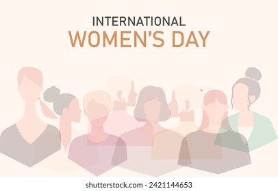 International Women's Day banner Women of different nationalities stand side by side.
gender equality and women's empowerment