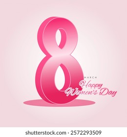 International Women's Day:  A bold and elegant graphic design celebrates International Women's Day with a vibrant pink number 8, symbolizing strength, empowerment, and equality.  