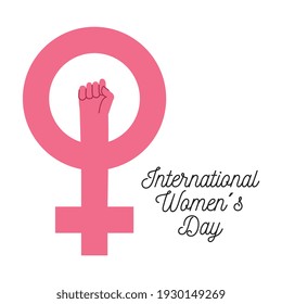 international women's day card with female sign . vector illustrations