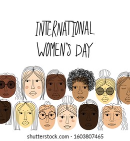 International Womens Day Card Hand Drawn Stock Vector (Royalty Free ...