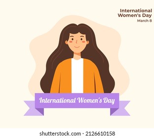 International Women's Day card with an illustration of a young girl 