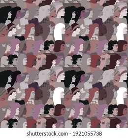 International Womens Day Cartoon Background Pattern Seamless