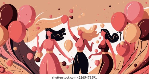 international women's day cartoon scene style