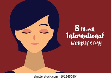 international womens day, cartoon woman greeting card vector illustration
