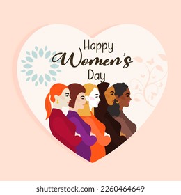 El Día Internacional de la Mujer se celebra anualmente el 8 de marzo en todo el mundo. Se trata de un centro de coordinación del movimiento en favor de los derechos de la mujer. Diseño de ilustración vectorial.