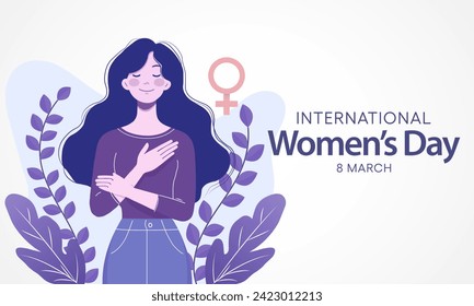 El Día Internacional de la Mujer se celebra anualmente el 8 de marzo en todo el mundo. Se trata de un centro de coordinación del movimiento en favor de los derechos de la mujer. Diseño de ilustración vectorial.