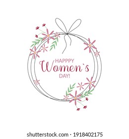 International Women's Day celebration frame with flowers decoration on white background.