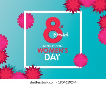 international womens day celebration poster with number eight and flowers vector illustration design