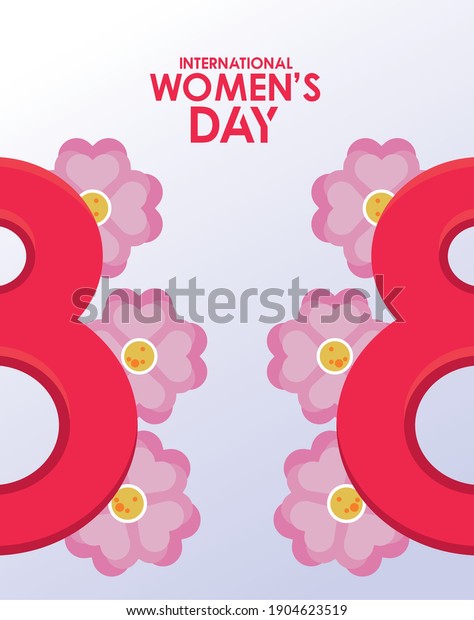 International Womens Day Celebration Poster Numbers Stock Vector Royalty Free 1904623519