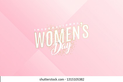 International Women's Day clean typography on pink background. shiny golden outlines. ideal design for ad, web, promotion, invitation, offer, cover, banner.