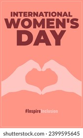 International Women's Day concept holiday. 8 march. Campaign 2024 #inspireinclusion. Template for banner, card, poster, background. Flat vector illustration