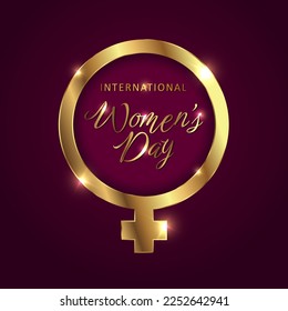 International women's day concept with luxury golden female symbol illustration