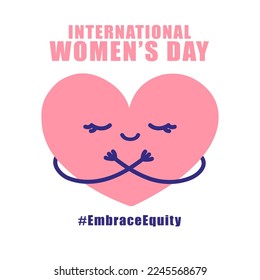 International womens day concept poster. Embrace equity woman illustration background. 2023 women's day campaign theme - EmbraceEquity