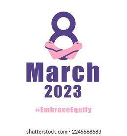 International womens day concept poster. Embrace equity woman illustration background. 2023 women's day campaign theme - EmbraceEquity