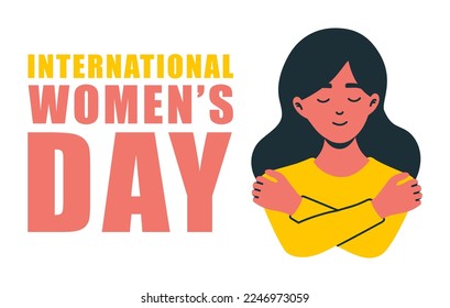 International womens day concept poster. Embrace equity woman illustration background. 2023 women's day campaign theme - EmbraceEquity