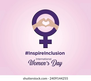 International women's day concept poster. Woman sign illustration background. 2024 women's day campaign theme- #InspireInclusion