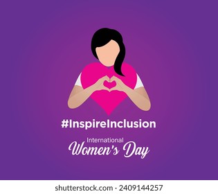 International women's day concept poster. Woman sign illustration background. 2024 women's day campaign theme- #InspireInclusion