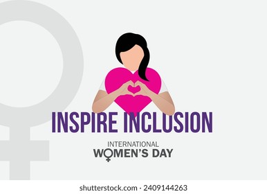 International women's day concept poster. Woman sign illustration background. 2024 women's day campaign theme- #InspireInclusion