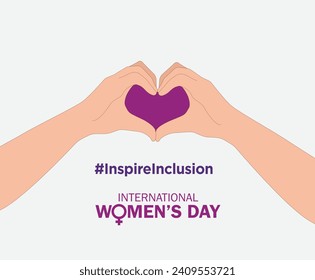 International women's day concept poster. Woman sign illustration background. 2024 women's day campaign theme- #InspireInclusion