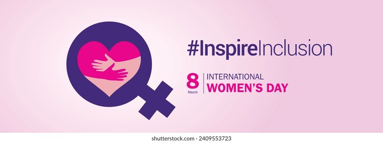 International women's day concept poster. Woman sign illustration background. 2024 women's day campaign theme- #InspireInclusion