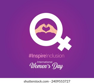 International women's day concept poster. Woman sign illustration background. 2024 women's day campaign theme- #InspireInclusion