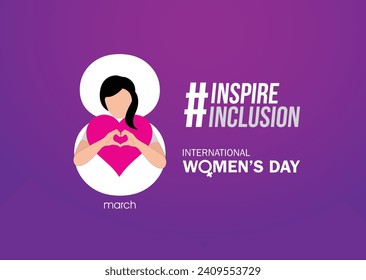 International women's day concept poster. Woman sign illustration background. 2024 women's day campaign theme- #InspireInclusion