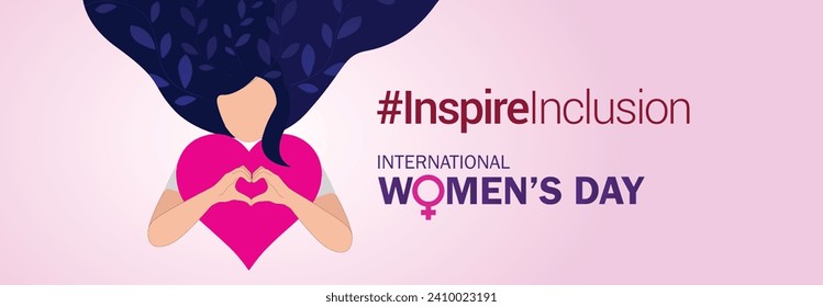 International women's day concept poster. Woman sign illustration background. 2024 women's day campaign theme- #InspireInclusion