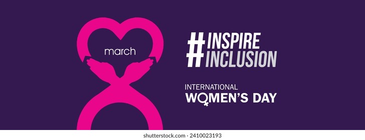 International women's day concept poster. Woman sign illustration background. 2024 women's day campaign theme- #InspireInclusion