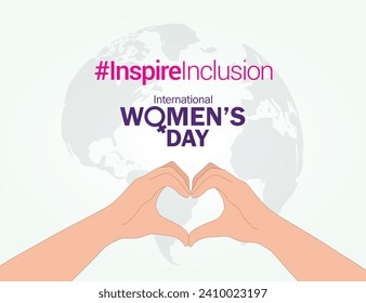 International women's day concept poster. Woman sign illustration background. 2024 women's day campaign theme- #InspireInclusion