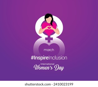 International women's day concept poster. Woman sign illustration background. 2024 women's day campaign theme- #InspireInclusion