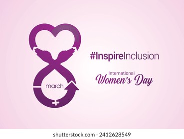 International women's day concept poster. Woman sign illustration background. 2024 women's day campaign theme- #InspireInclusion