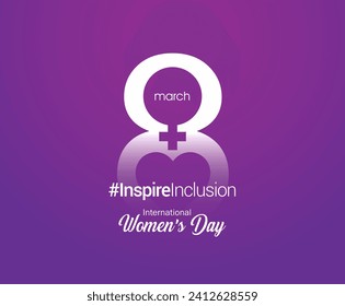 International women's day concept poster. Woman sign illustration background. 2024 women's day campaign theme- #InspireInclusion