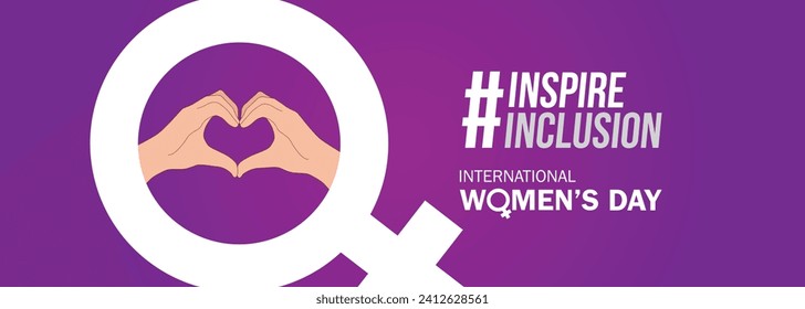 International women's day concept poster. Woman sign illustration background. 2024 women's day campaign theme- #InspireInclusion