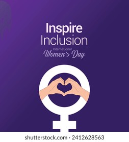 International women's day concept poster. Woman sign illustration background. 2024 women's day campaign theme- #InspireInclusion