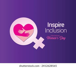 International women's day concept poster. Woman sign illustration background. 2024 women's day campaign theme- #InspireInclusion