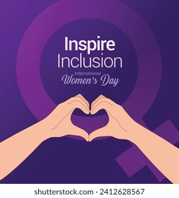 International women's day concept poster. Woman sign illustration background. 2024 women's day campaign theme- #InspireInclusion