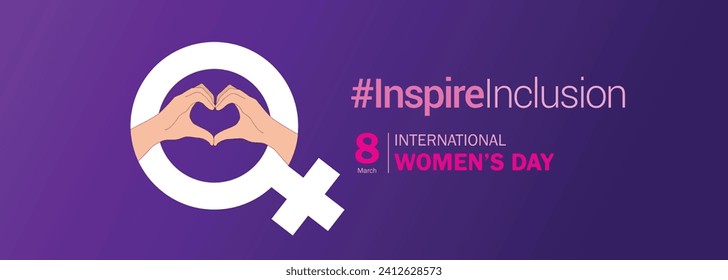 Afiche del concepto del Día Internacional de la Mujer. Fondo de la ilustración del signo de la mujer. Tema de la campaña del Día de la Mujer 2024 - #InspireInclusion