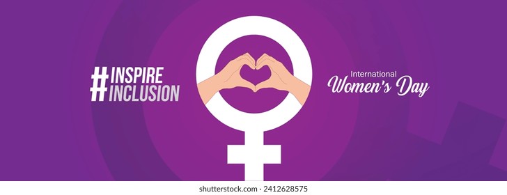 International women's day concept poster. Woman sign illustration background. 2024 women's day campaign theme- #InspireInclusion