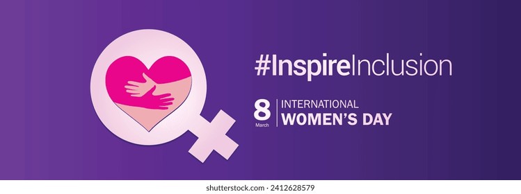 International women's day concept poster. Woman sign illustration background. 2024 women's day campaign theme- #InspireInclusion