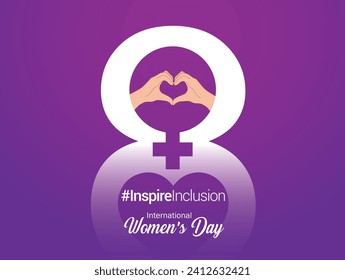 International women's day concept poster. Woman sign illustration background. 2024 women's day campaign theme- #InspireInclusion