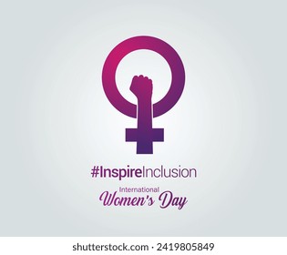 International women's day concept poster. Woman sign illustration background. 2024 women's day campaign theme- #InspireInclusion