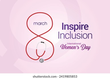 International women's day concept poster. Woman sign illustration background. 2024 women's day campaign theme- #InspireInclusion