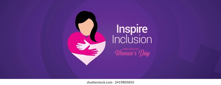 International women's day concept poster. Woman sign illustration background. 2024 women's day campaign theme- #InspireInclusion