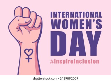 International womens day concept poster. Inspire Inclusion woman illustration background. 2024 women's day campaign theme - InspireInclusion