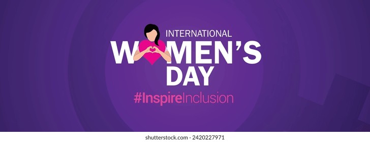 International women's day concept poster. Woman sign illustration background. 2024 women's day campaign theme- #InspireInclusion