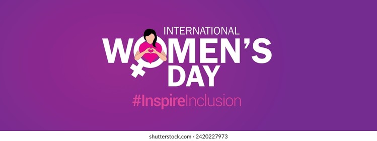 International women's day concept poster. Woman sign illustration background. 2024 women's day campaign theme- #InspireInclusion