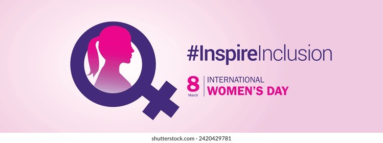 Afiche del concepto del Día Internacional de la Mujer. Fondo de la ilustración del signo de la mujer. Tema de la campaña del Día de la Mujer 2024 - #InspireInclusion