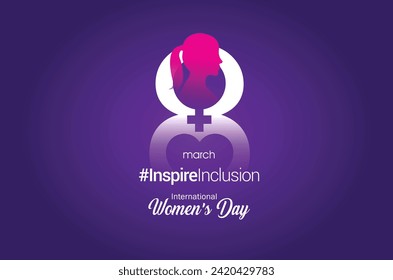 Afiche del concepto del Día Internacional de la Mujer. Fondo de la ilustración del signo de la mujer. Tema de la campaña del Día de la Mujer 2024 - #InspireInclusion