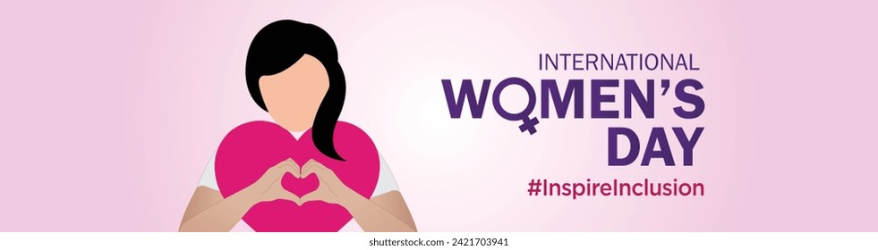 International women's day concept poster. Woman sign illustration background. 2024 women's day campaign theme- #InspireInclusion