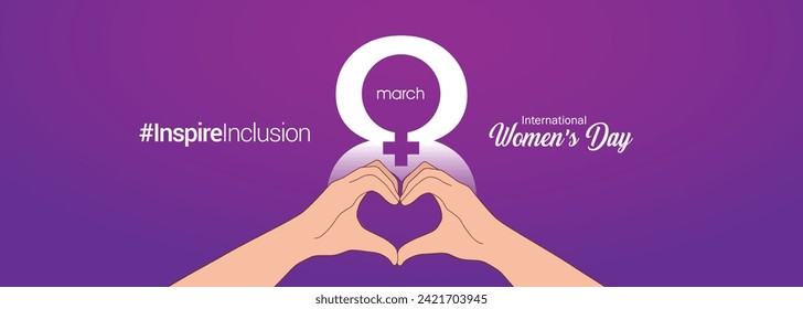 International women's day concept poster. Woman sign illustration background. 2024 women's day campaign theme- #InspireInclusion